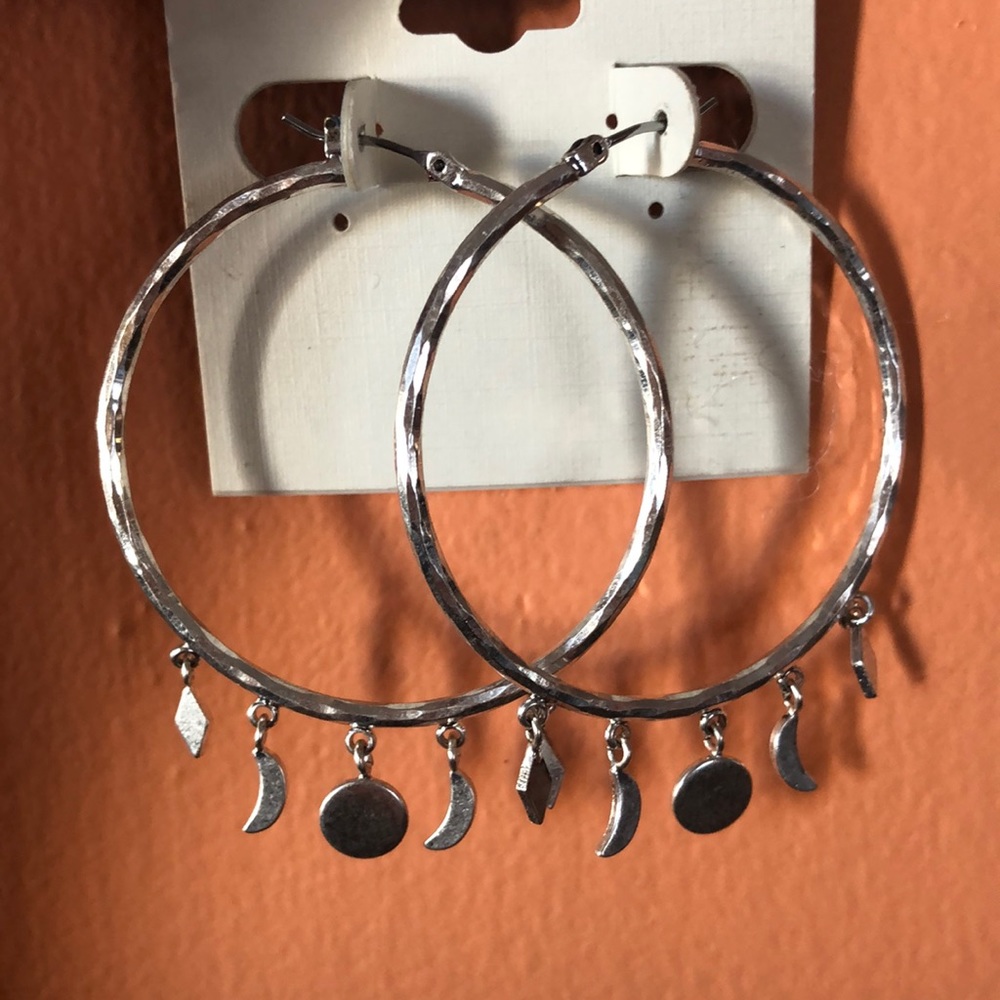 Moon phase hoop earrings
